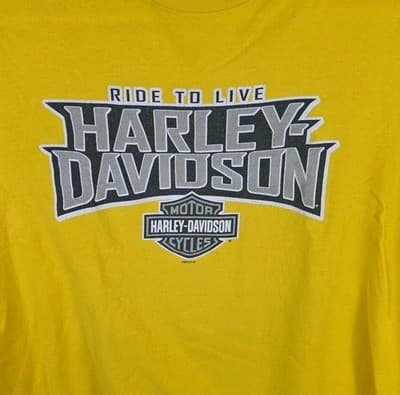 Harley Davidson Men's XL Yellow New Port Richey Florida Short Sleeve Shirt - Thumbnail 2