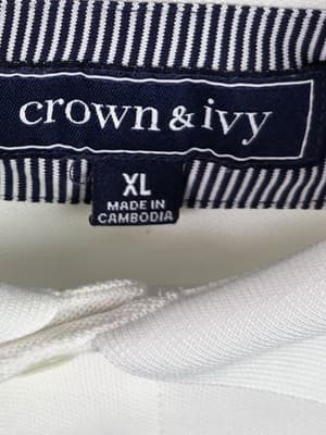 Crown And Ivy Men's XL White Short Sleeve Polo Shirt - Thumbnail 3