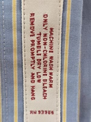 Brooks Brothers Men's Large 16 4/5 Blue & White Buffalo Check Long Sleeve Shirt - Thumbnail 4
