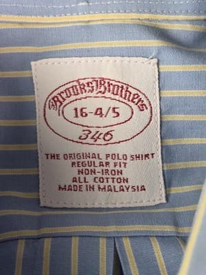 Brooks Brothers Men's Large 16 4/5 Blue & White Buffalo Check Long Sleeve Shirt - Thumbnail 3