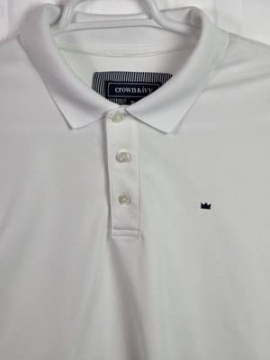 Crown And Ivy Men's XL White Short Sleeve Polo Shirt - Thumbnail 2