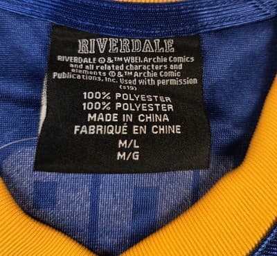 NWT Riverdale Mens M/L Blue Archie Andrews Riverdale High School Football Jersey - Thumbnail 2