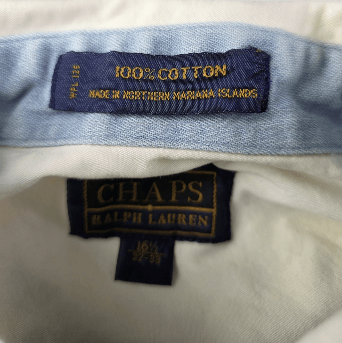Chaps Men's 16 1/2 32-33 Cream Colored Long Sleeve Button Up Shirt - Thumbnail 2