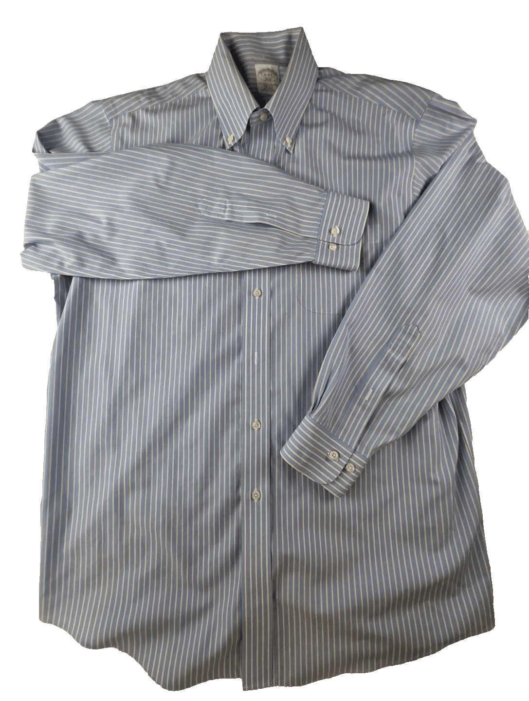 Brooks Brothers Men's Large 16 4/5 Blue & White Buffalo Check Long Sleeve Shirt - Image 1