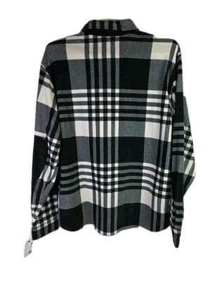 NWT Chaps Men's XL Black & White Checkered Fleece Long Sleeve Button Down Shirt - Thumbnail 7