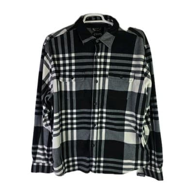 NWT Chaps Men's XL Black & White Checkered Fleece Long Sleeve Button Down Shirt - Image 1