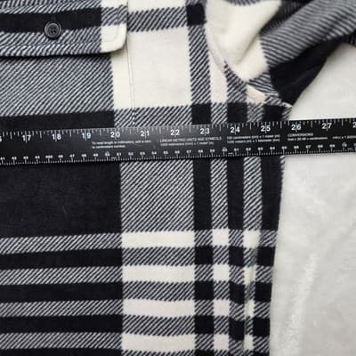 NWT Chaps Men's XL Black & White Checkered Fleece Long Sleeve Button Down Shirt - Thumbnail 6