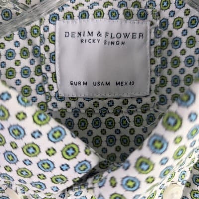 Denim And Flower Men's Medium Short Sleeve Button Down Shirt - Thumbnail 4