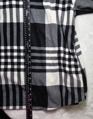 NWT Chaps Men's XL Black & White Checkered Fleece Long Sleeve Button Down Shirt - Thumbnail 12