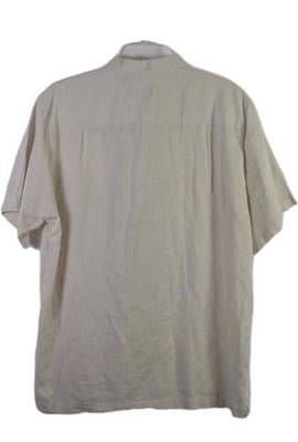 IZod Classic Men's Medium White Linen Blend Short Sleeve Polo Shirt - Thumbnail 7