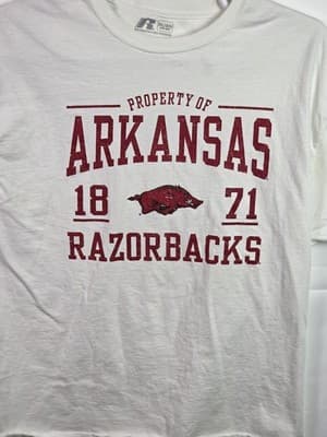 Vintage Men's XL White Arkansas Razorbacks Short Sleeve T-Shirt - Thumbnail 2
