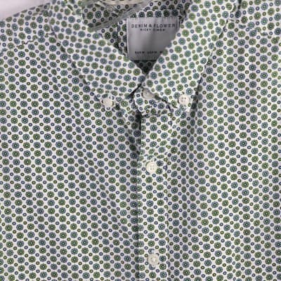 Denim And Flower Men's Medium Short Sleeve Button Down Shirt - Thumbnail 3