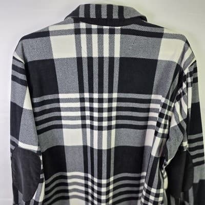 NWT Chaps Men's XL Black & White Checkered Fleece Long Sleeve Button Down Shirt - Thumbnail 8