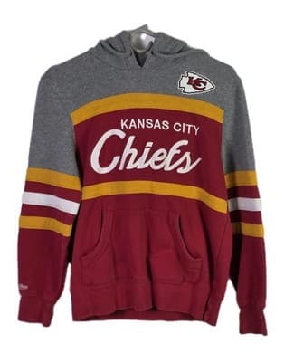Mitchell & Ness Extra Small Red & Gray Kansas City Chiefs Throwback Hoodie - Image 1