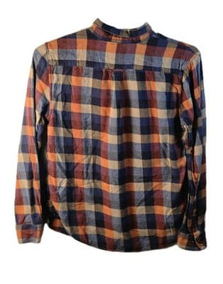 Denim & Flower Ricky Singh Men’s Medium Orange Plaid Flannel Shirt * Flawed * - Thumbnail 8