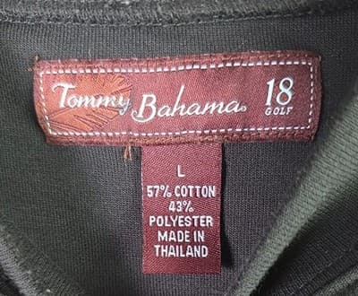 Tommy Bahama Men’s Large Black Cotton Blend Short Sleeve Polo Shirt - Thumbnail 3