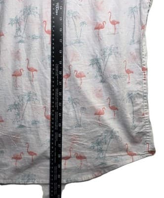 Izod Saltwater Men's Medium Flamingo Print Short Sleeve Shirt - Thumbnail 9
