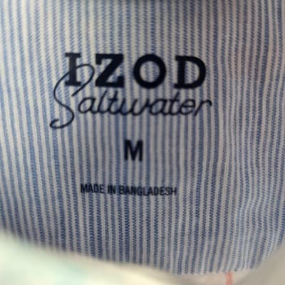 Izod Saltwater Men's Medium Flamingo Print Short Sleeve Shirt - Thumbnail 4