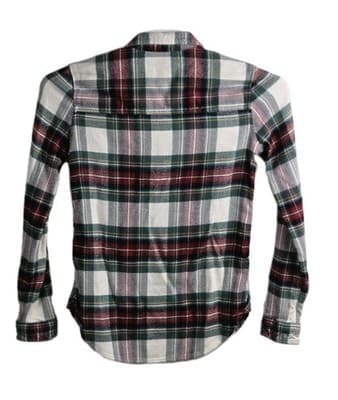 American Eagle Outfitters Women's XS Red & Green Plaid Flannel Long Sleeve Shirt - Thumbnail 5