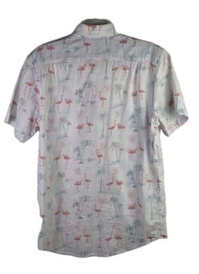 Izod Saltwater Men's Medium Flamingo Print Short Sleeve Shirt - Thumbnail 7