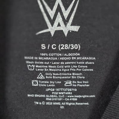 WWE Raw Is War Men's Black Small 28/30 Short Sleeve T-Shirt - Thumbnail 3