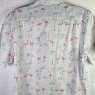 Izod Saltwater Men's Medium Flamingo Print Short Sleeve Shirt - Thumbnail 8