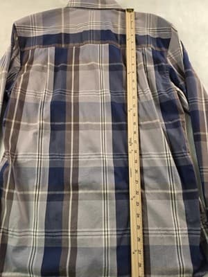 Nick Graham Mens Large Stretch Modern Fit Button Up Blue Plaid Long Sleeve Shirt - Thumbnail 6