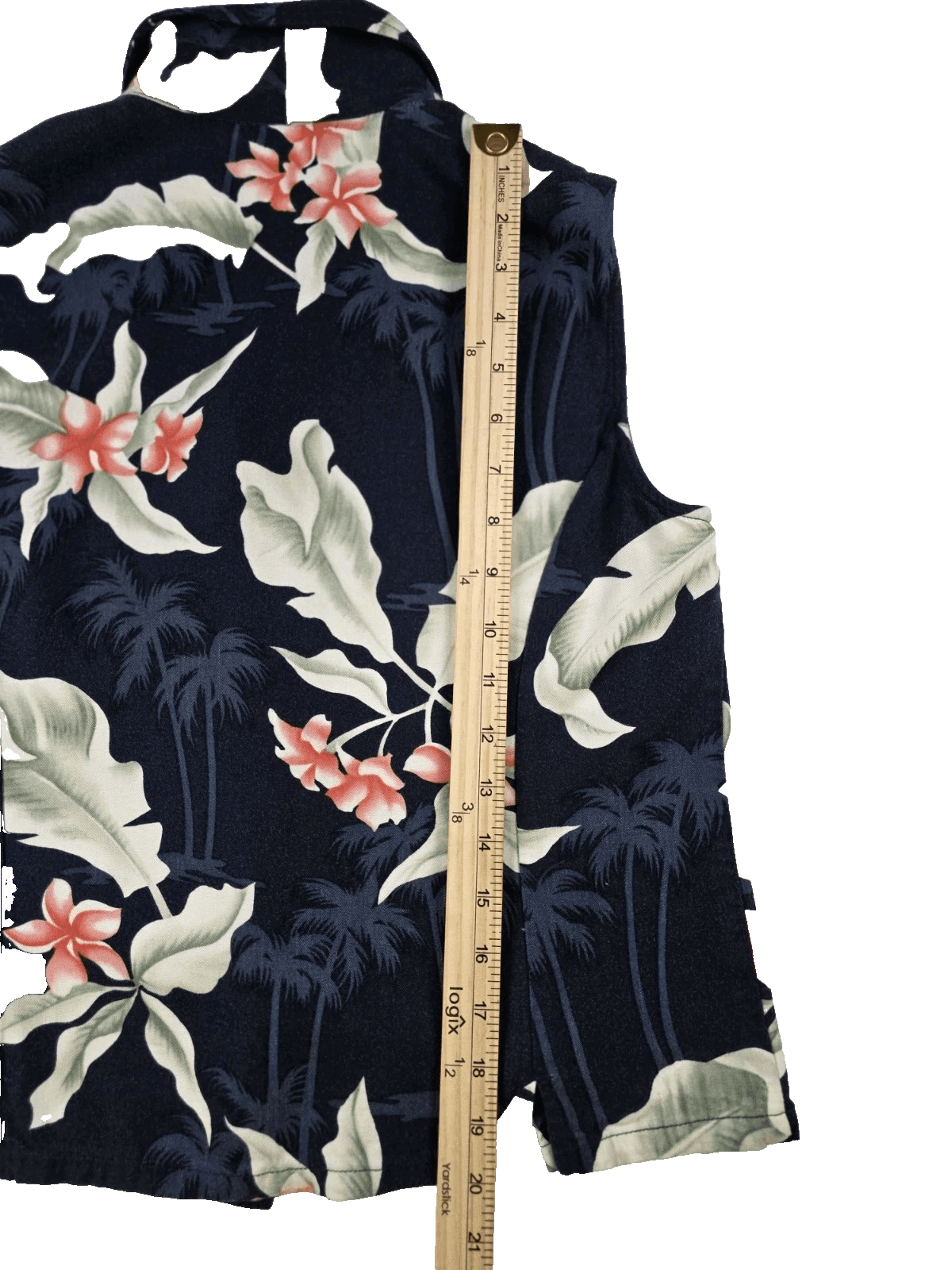 Caribbean Joe Women' s Medium Black Floral Hawaiian Blouse - Thumbnail 5