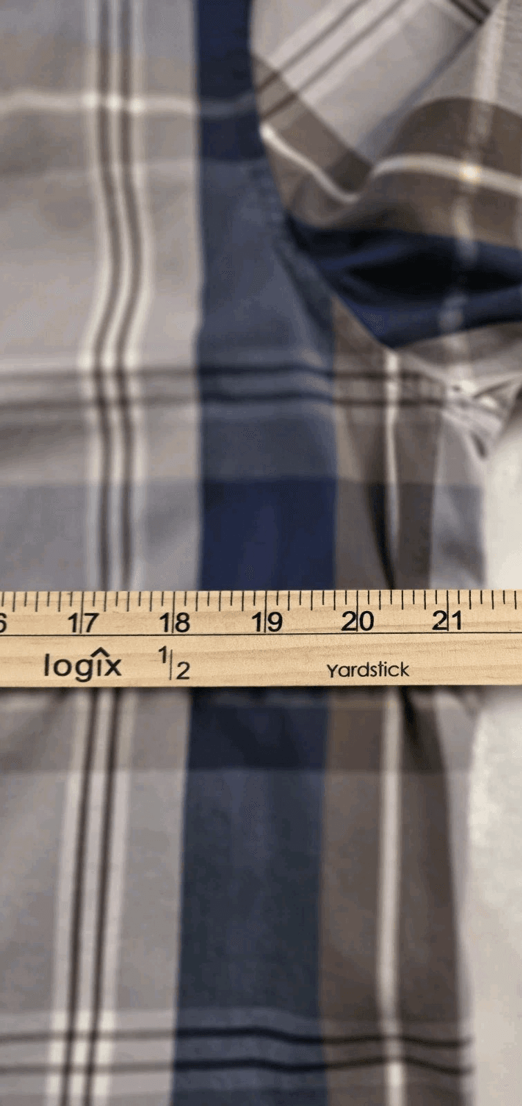 Nick Graham Mens Large Stretch Modern Fit Button Up Blue Plaid Long Sleeve Shirt - Thumbnail 5