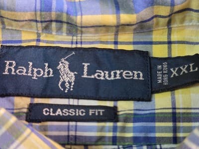 Ralph Lauren Men's XXL Blue & Yellow Buffalo Check Short Sleeve Button Up - Thumbnail 3