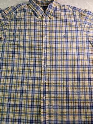Ralph Lauren Men's XXL Blue & Yellow Buffalo Check Short Sleeve Button Up - Thumbnail 2
