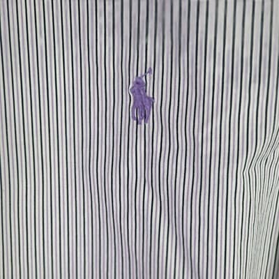 Polo Ralph Lauren Men's Lavender Striped Size 16.5 - 34/35 Long Sleeve Shirt - Thumbnail 3