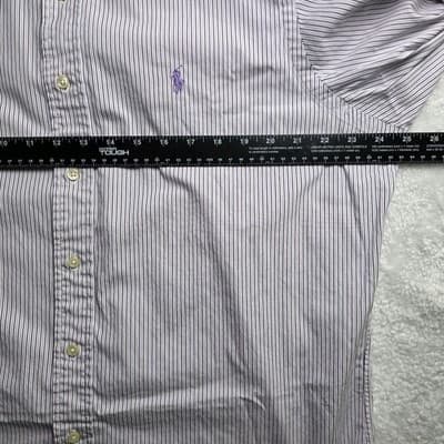 Polo Ralph Lauren Men's Lavender Striped Size 16.5 - 34/35 Long Sleeve Shirt - Thumbnail 6