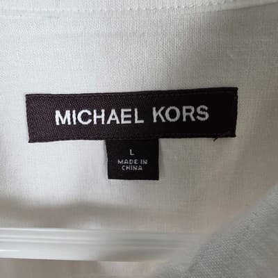 Michael Kors Off-White Men's Large Button Down Dress Shirt - Thumbnail 4