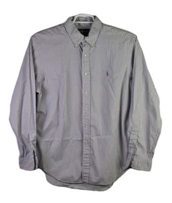 Polo Ralph Lauren Men's Lavender Striped Size 16.5 - 34/35 Long Sleeve Shirt - Image 1