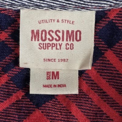 Mossimo Women's Medium Red & Blue Tartan Plaid Cotton Flannel Collared Shirt - Thumbnail 3
