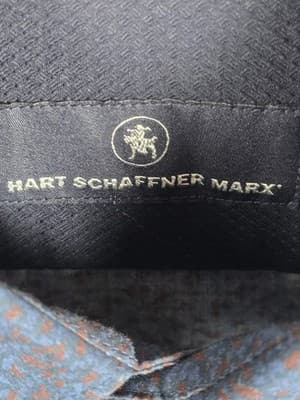 Hart Schaffner Marx Men's Small Blue Paisley Long Sleeve Button Up Shirt - Thumbnail 4
