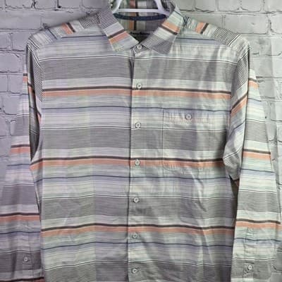 NWT Tommy Bahama Men's Medium Striped Multicolor Long Sleeve Button Down Shirt - Thumbnail 2