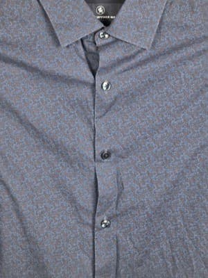 Hart Schaffner Marx Men's Small Blue Paisley Long Sleeve Button Up Shirt - Thumbnail 2