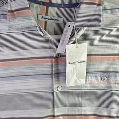 NWT Tommy Bahama Men's Medium Striped Multicolor Long Sleeve Button Down Shirt - Thumbnail 3