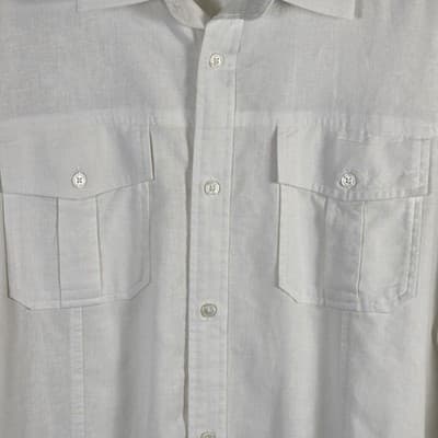 Michael Kors Off-White Men's Large Button Down Dress Shirt - Thumbnail 2