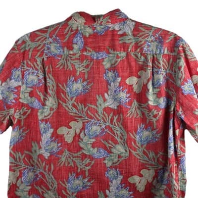 Cremieux Classics Men's Large Red Floral Short Sleeve Shirt - Thumbnail 7