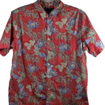 Cremieux Classics Men's Large Red Floral Short Sleeve Shirt - Thumbnail 2