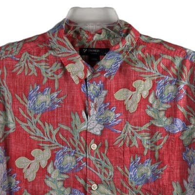 Cremieux Classics Men's Large Red Floral Short Sleeve Shirt - Thumbnail 3