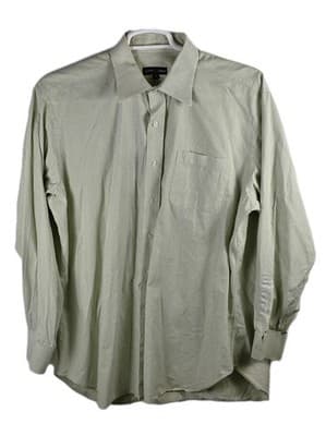 Talbots Men's Size 17-43 Green/ White Gingham Long Sleeve Button Up Shirt - Image 1