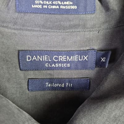 Cremieux Men's XL Gray Silk & Linen Blend Button-Down Shirt - Thumbnail 3