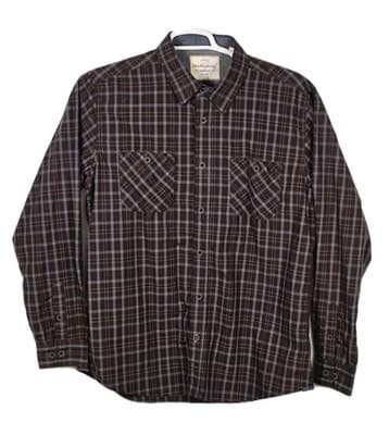 Weatherproof Men's Large Brown Plaid Button Up Long Sleeve Shirt - Image 1