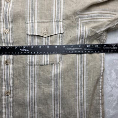 Daniel Cremieux Men's XL Khaki Striped Shirt Button Down Shirt - Thumbnail 9