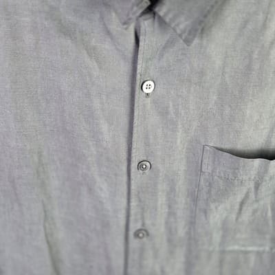 Cremieux Men's XL Gray Silk & Linen Blend Button-Down Shirt - Thumbnail 2
