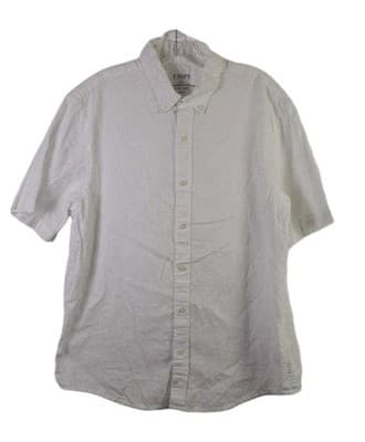 Chaps Coastland Wash Men's Large White Linen Short Sleeve Shirt - Image 1